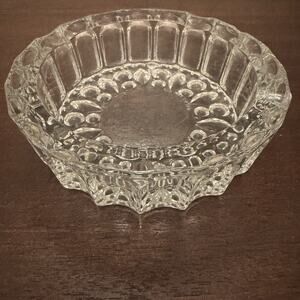 VTG KIG Malaysia Ashtray Candy Dish‎ Clear Bubble Button Heavy